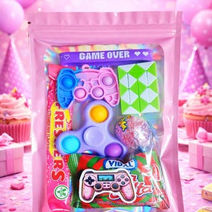 Level Up Gamer Party Bags, Pre-filled Goodie Pouches, Gaming Party Favors zdjęcie 2