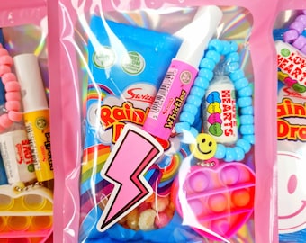 Girls Birthday Party Favor Bag: Pink Treat Bag with Bracelet, Fidget & Candy