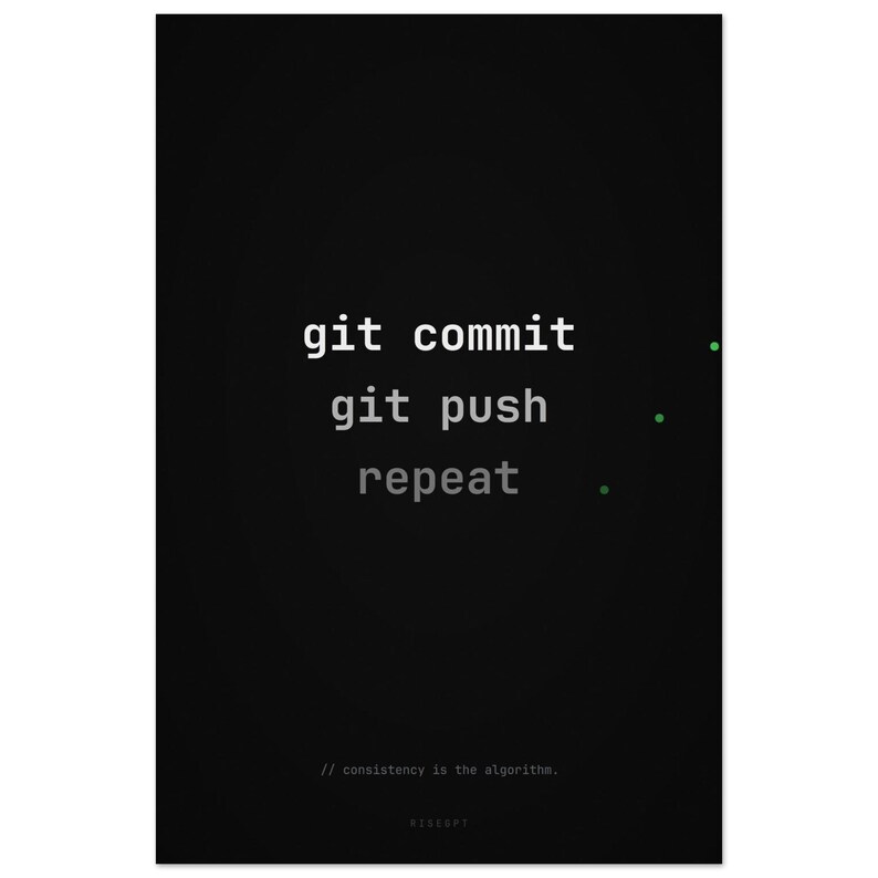 Poster för utvecklare Git Commit Push Repeat, programmerarkontorsinredning, teknikhumorkonst bild 1