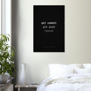 Poster för utvecklare Git Commit Push Repeat, programmerarkontorsinredning, teknikhumorkonst bild 2