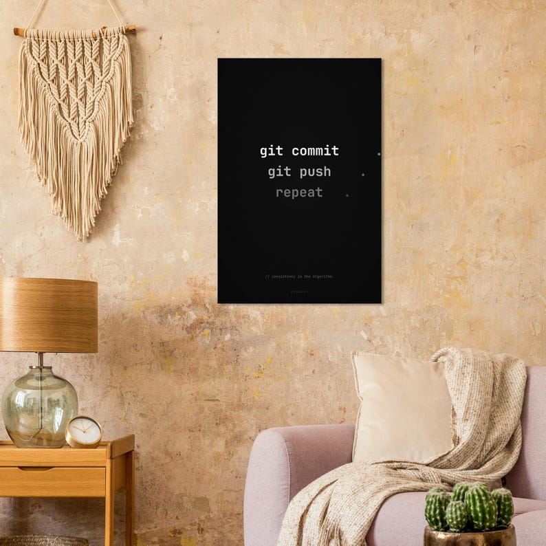 Poster för utvecklare Git Commit Push Repeat, programmerarkontorsinredning, teknikhumorkonst bild 7