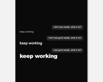 Fortsätt arbeta — Motiverande AI-poster | Mörk minimalistisk väggkonst | Disciplintryck | RiseGPT