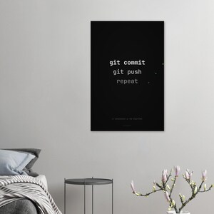 Poster för utvecklare Git Commit Push Repeat, programmerarkontorsinredning, teknikhumorkonst bild 3