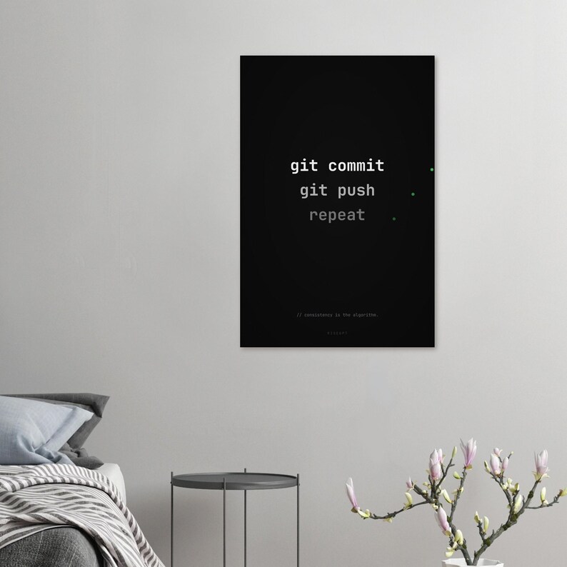 Poster för utvecklare Git Commit Push Repeat, programmerarkontorsinredning, teknikhumorkonst bild 3