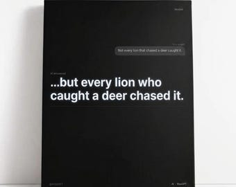 Lion Mindset Motivational Print, Minimalist Office Wall Art, Gen Z Success Quote Poster