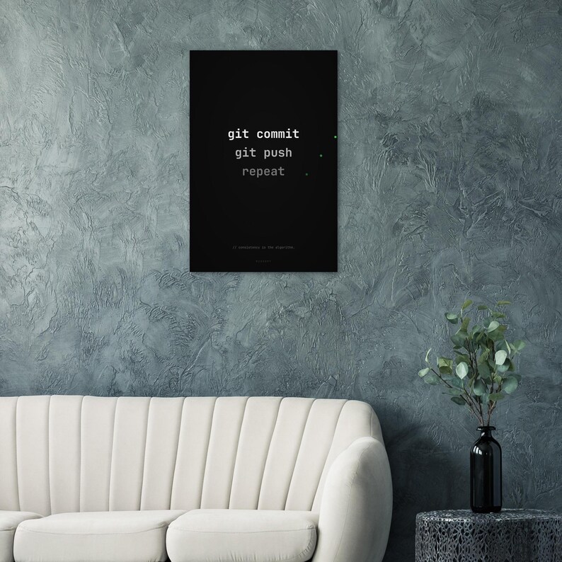 Poster för utvecklare Git Commit Push Repeat, programmerarkontorsinredning, teknikhumorkonst bild 4