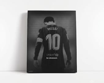 Motiverande fotbollstavla med Lionel Messi, minimalistisk entreprenörsväggkonst, gymdekor