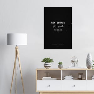 Poster för utvecklare Git Commit Push Repeat, programmerarkontorsinredning, teknikhumorkonst bild 10