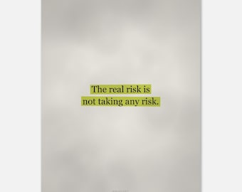 Motivational Risk Quote Poster, Minimalist Entrepreneur Office Art