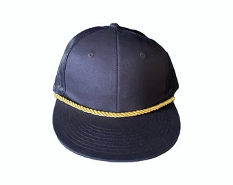 Woodstock Creates. Navy trucker w/ Bold gold rope