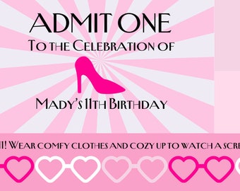 Admit One Ticket Birthday Party Invitation Customizable Editable