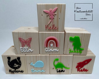 Spardose für Kinder aus Holz mit 3D Namen und Motiv - personalisiert -