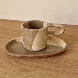 Handmade Pottery Mug, Earthy Style Cup & Saucer, Cozy Coffee Ritual, Wabi sabi Ceramic, Ceramic Espresso Set, Rustic Tea Set, Minimalist Mug