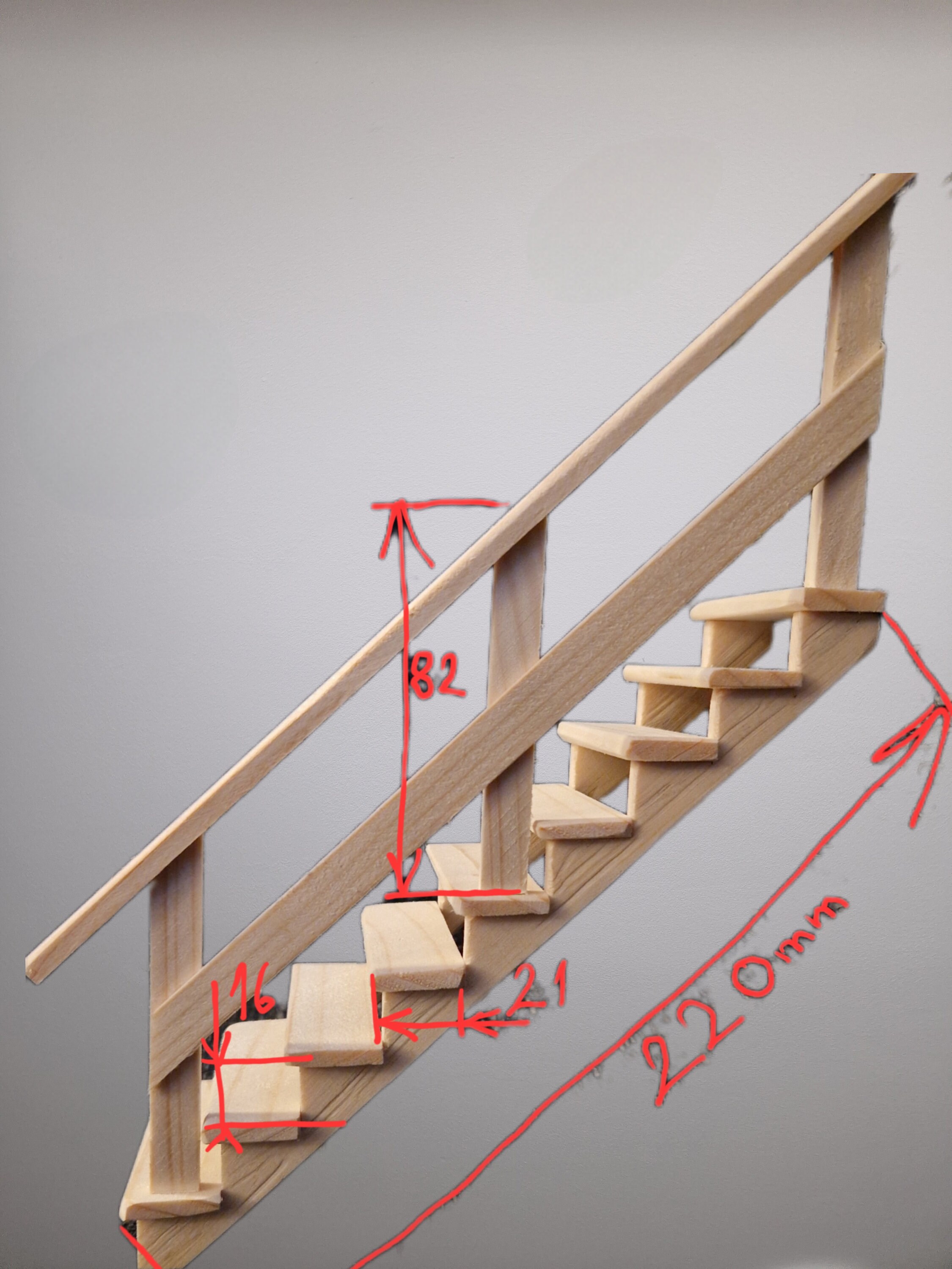 2cm Railing Wooden Stairs and Railings 1:12 / 6.5 X 22 Cm - Solid Wood - Spruce - Etsy