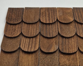Miniatur-Holzschindeln - Dachschindeln - Gesägt - Gebeizt  20x10 x 1 mm  - 200 St.  (Dach, Haus, Krippe, Schindel, Puppenhaus.)