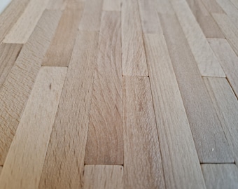 Real wood floor ---- Miniature wooden floor, dollhouse miniature floor, beech wood 16x130x3 mm, total area - 290x390, pack of 54 pieces.