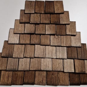 Handgeschlagene Schindeln - Dachschindeln Gebeizt Gr - 4 x 2,5 cm / 2-3 mm - 200 St. - Ein Paket (Dach, Haus, Krippe, Puppenhaus.)