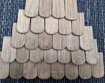 Hand-hewn shingles - roof shingles stained size - 4 x 2.0 cm / approx. 2 - 3 mm - 200 pieces (roof, house, crib, shingle, doll&#39;s house.)