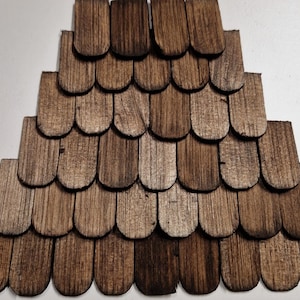 Agatige 12 Tegole In Legno Per Casa Delle Bambole Scala 1:12, Non Verniciate, 4,5 X 1,3 Pollici, Per Tetto Fai-da-Te E Decorazioni In Miniatura - 2