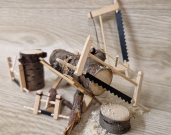 Frame saw L 5 cm / 7.5 cm / 11 cm / 14 cm - wooden miniature