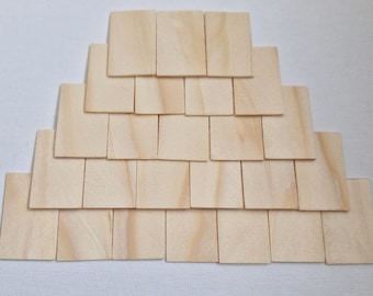 Miniature wooden shingles - roof shingles sawn approx. 30x15 x 1 mm / 24x12 x1 mm / 50x25 x1 mm - 200 pcs. (house, crib, shingle, dollhouse.)