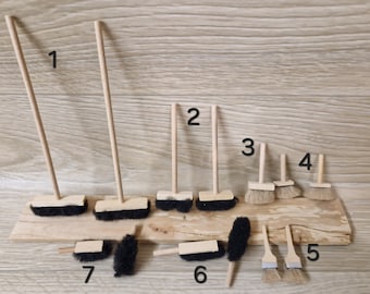 broom - hand broom - paintbrush - paint roller - wooden miniature