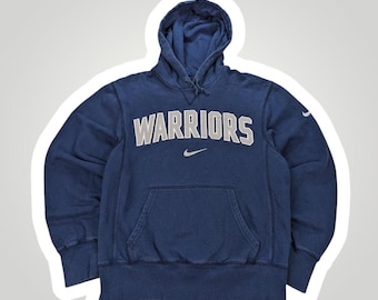 Vintage Nike centre swoosh Warriors navy hoodie mens small