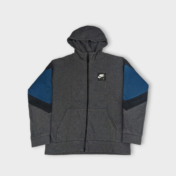Nike Air Grey Zip up Hoodie Sweatshirt Men s Size Small Etsy