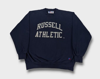vintage sweat-shirt bleu marine Russell Athletic - Taille Homme TG