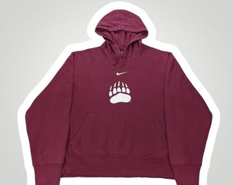 Nike vintage sweat à capuche avec logo virgule centrale bordeaux pour homme