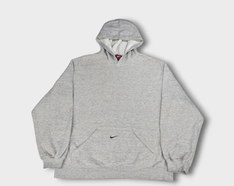 Vintage Nike 90s sudadera con capucha gris centro swoosh sudadera - Tamaño de hombre pequeño