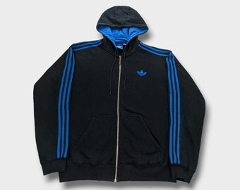 Adidas Schwarzer Reißverschluss Hoodie Sweatshirt Größe L