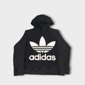Sudadera con capucha negra Adidas - Talla de mujer recortada UK 40