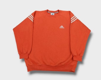 sweat-shirt orange vintage des années 90 Adidas - grande taille homme