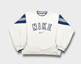 Vintage Nike 90s Sweatshirt aus Polyester in weiß - Herrengröße Medium