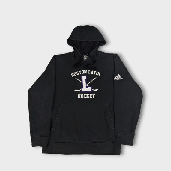 Vintage Adidas Black Hoodie Hockey Sweatshirt Men s Size Small Etsy
