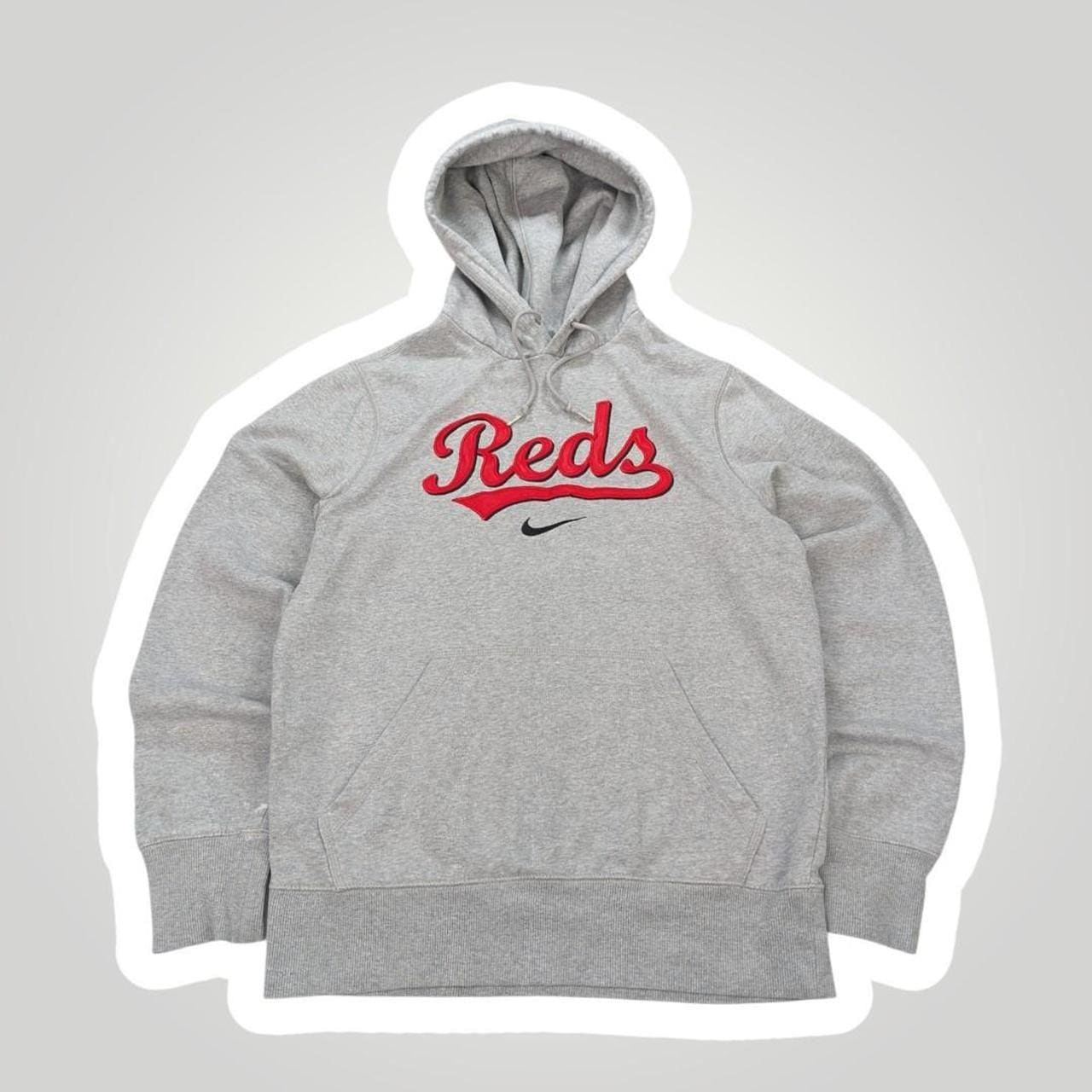nike grey red hoodie
