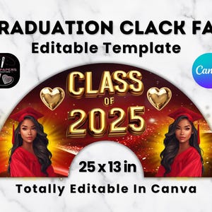 Graduation Clack Fan Templates, Editable Canva Clack Fan Template Bundle, Easly Editable Drag & Drop, Senior Template, Ready to Edit