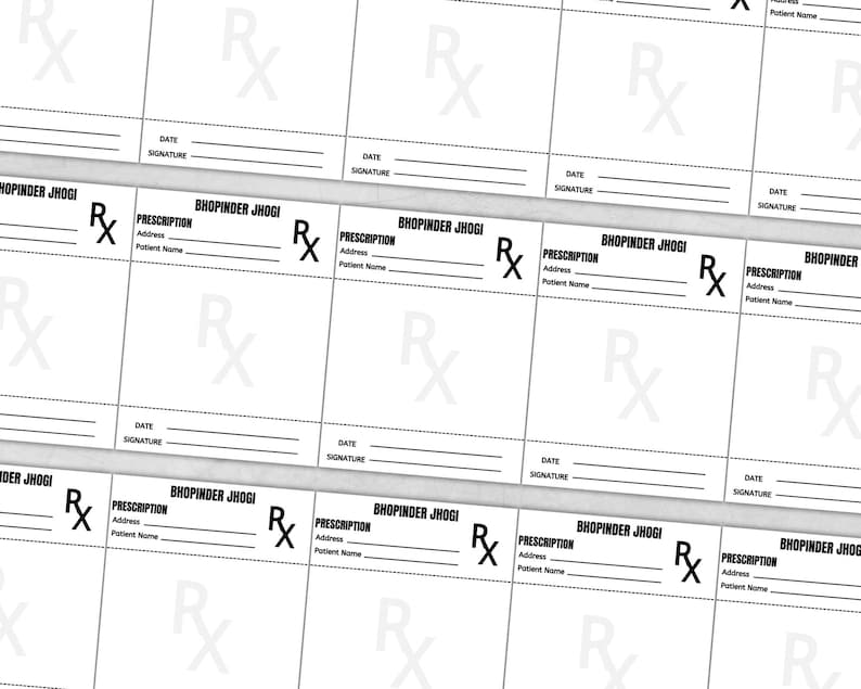 Blank Prescription Pad Printable Prescription Pad Page Rx Prescription Notepad Prescription Form ...