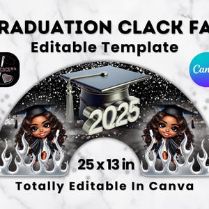 Graduation Clack Fan Templates, Editable Canva Clack Fan Template Bundle, Easly Editable Drag & Drop, Senior Template, Ready to Edit