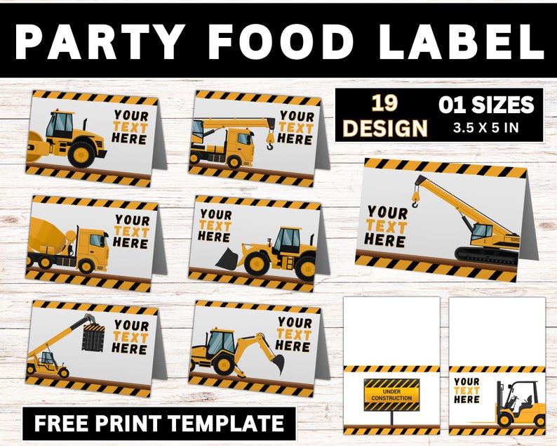 Construction Party Food Labels, Construction Birthday Party Food Labels ...
