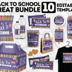 Back to school Templates Chip Bags, Banners, Caprisun , favors, DIY school supplies, floor wraps Back to school Templates: Chip Bags