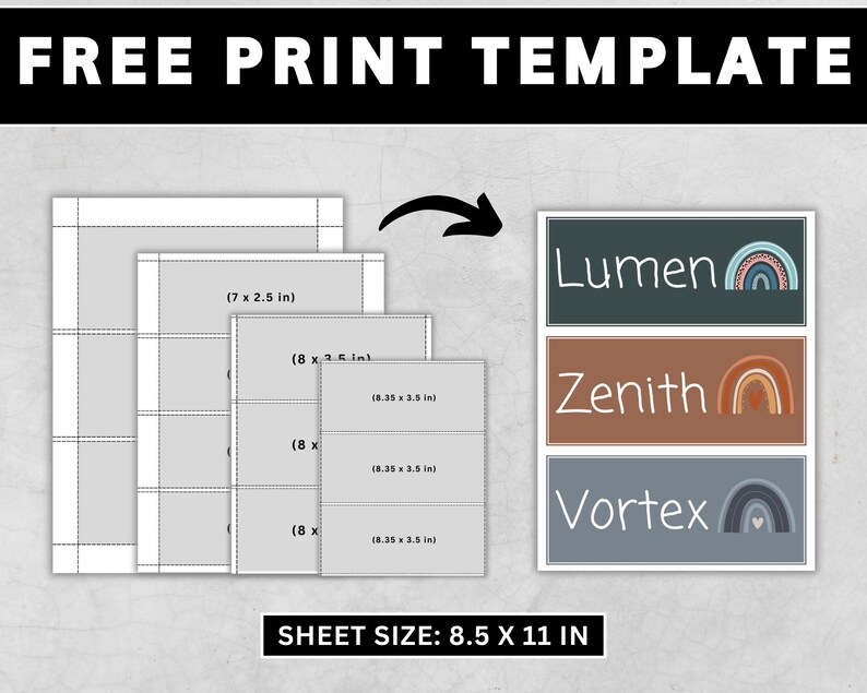 Earthy Boho Rainbow Student Desk Plates Classroom Name Decor Plates