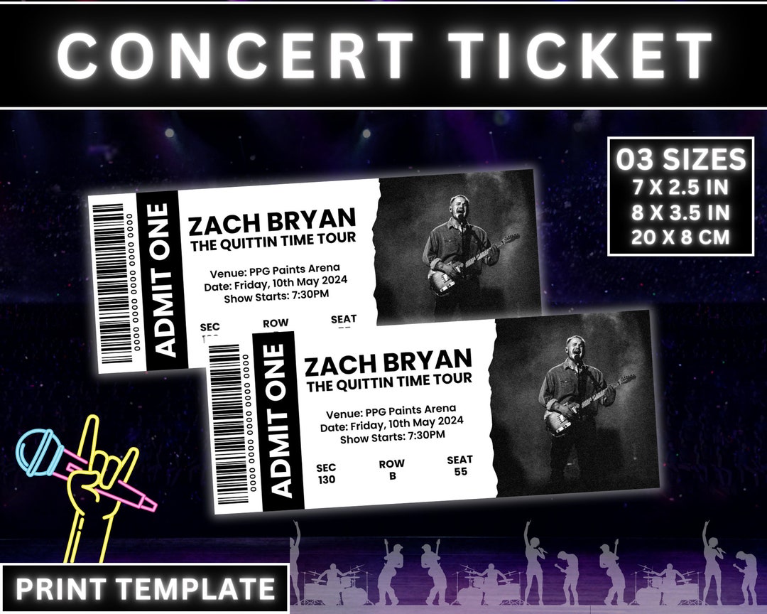 Editable Concert Ticket Template Diy Concert Ticket Memorabilia