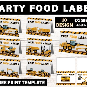 Construction Party Food Labels, Construction Birthday Party Food Labels ...