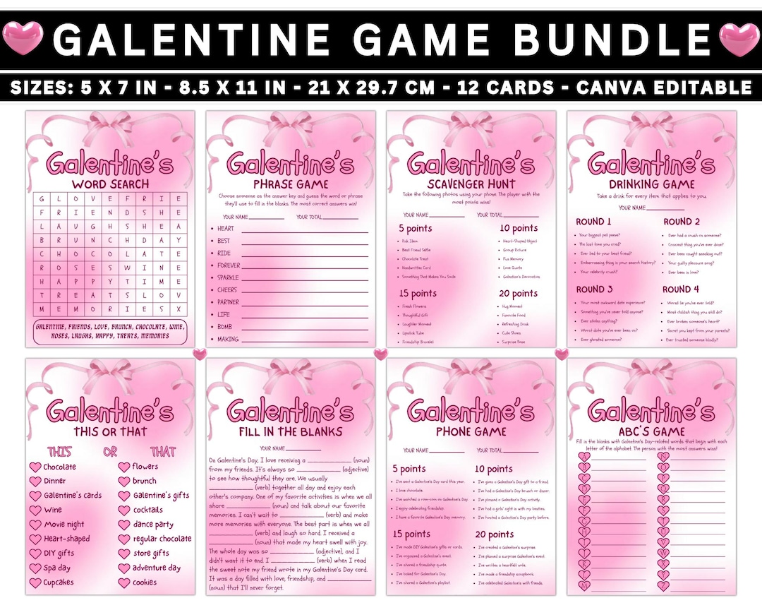 Galentines Games Bundle PrintableParty Games for Galentines Day