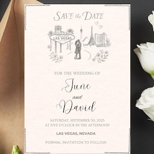 Las Vegas Hochzeit Save the Date Vorlage Skizze Vegas Elopement Ziel Hochzeitskarte Bearbeitbar Sofort Download