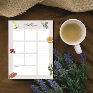 Planificateur hebdomadaire Planificateur de repas quotidien Modèle de liste de courses Plan de repas imprimable Planificateur de menus hebdomadaire minimaliste PDF à téléchargement immédiat