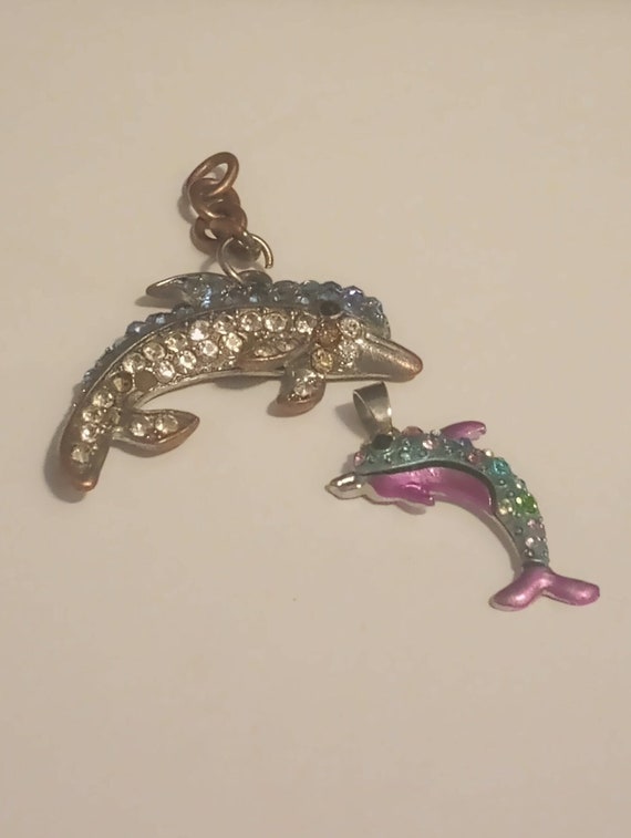 Cute Dolphin Pendants Set of 2 Vintage