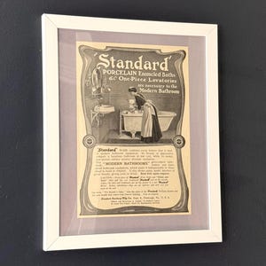 Antique Advertisement with Feminist History 1904 framed bathroom decor